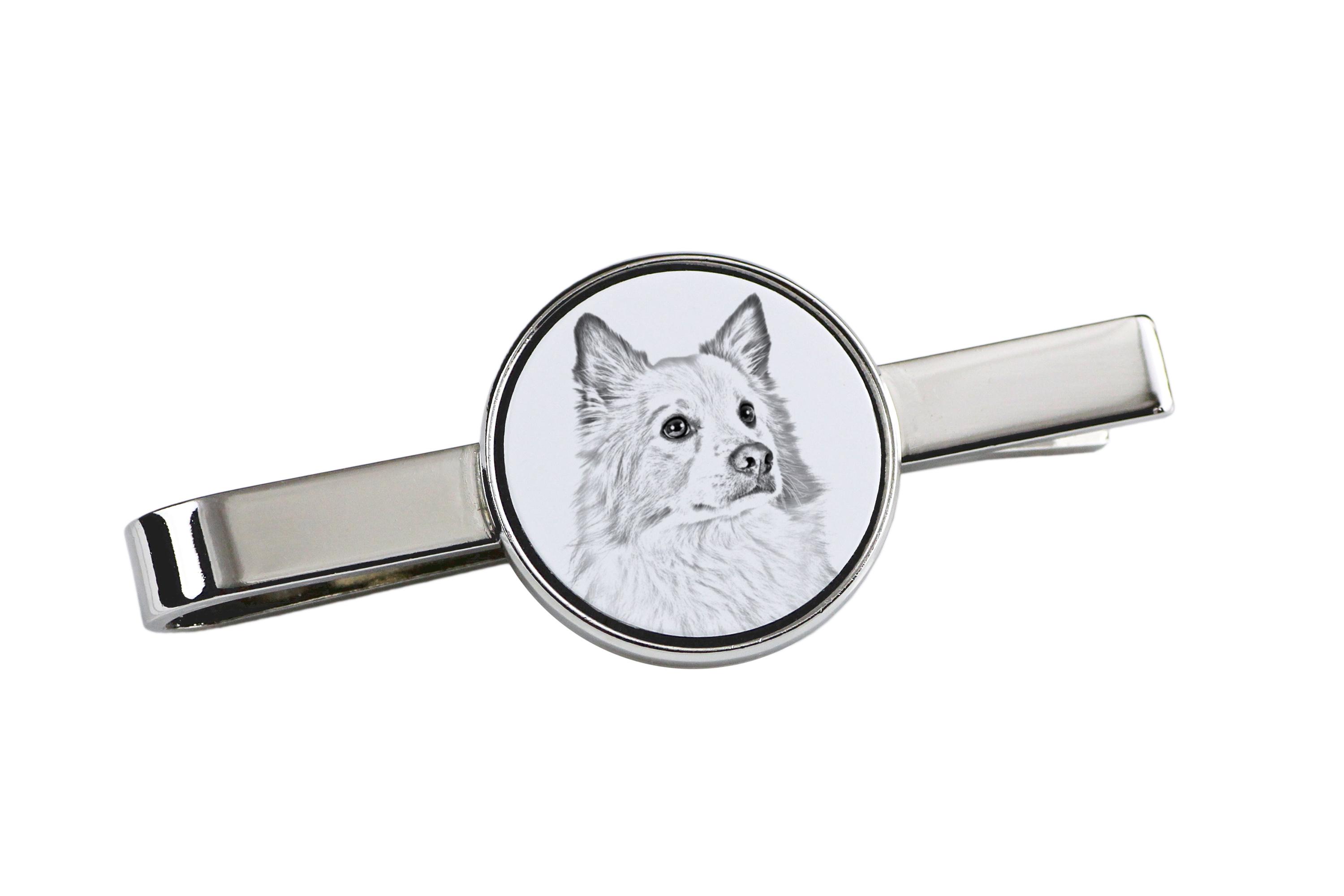 

Icelandic Sheepdog, Icelandic Spitz, Iceland Dog - tie clip with a dog, personalized tie clip, a unique gift for a man from the Art-Dog brand срібний