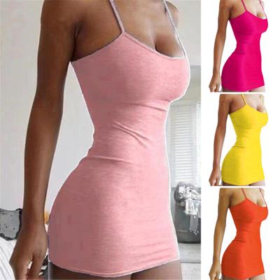 Γυναικείο Slip Φόρεμα για Πάρτι σε Κλαμπ, Παραλία, Με Λεπτές Τιράντες Σπαγγέτι, Φόρεμα Σωλήνας Στενής Γραμμής, Αμάνικο, Ανοιχτή Πλάτη, Με Λουράκια, Μονόχρωμο, Καλοκαιρινό Μίνι Φόρεμα