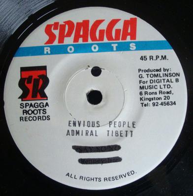 7inch Record ADMIRAL TIBET - Envious People NONE Spagga Roots Jamaica Reggae, Ska & Dub Used
