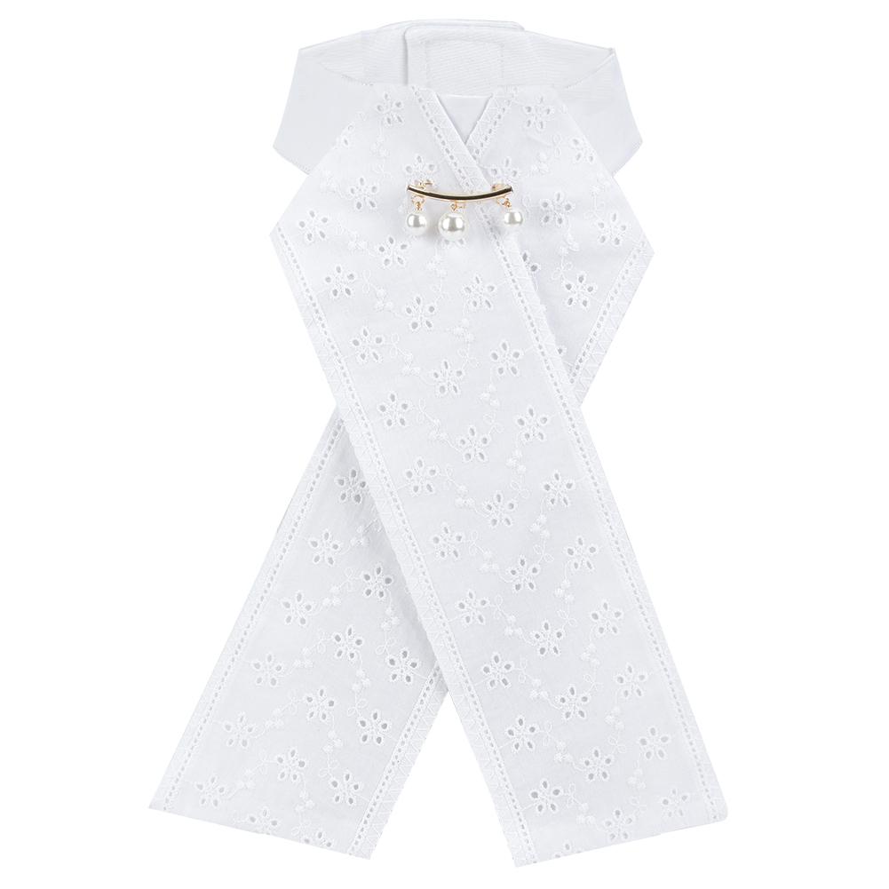 3PCS Combed Cotton White Adults Children Horse Riding Collar Flower Necktie Brooch Equestrian AccessoryPearl Free Size