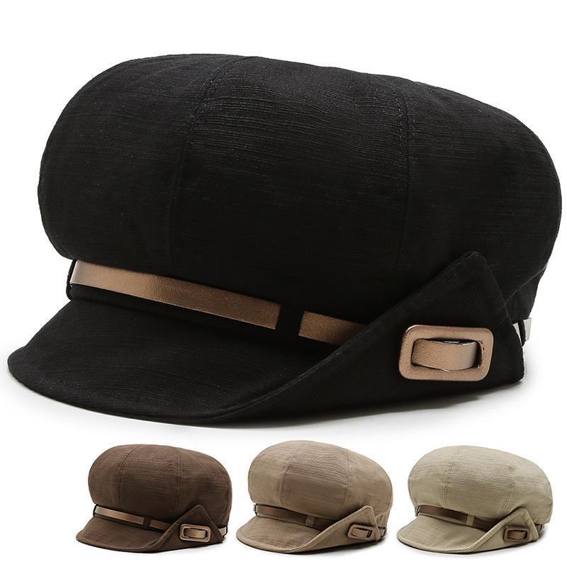 Korean Style Face-Slimming Octagonal Beret for Large Heads - Fashionable, Versatile, Small-Brim Fisherman Hat for Spring and Autumn