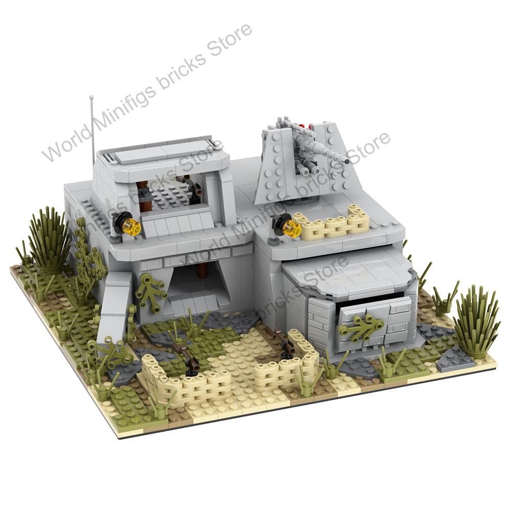 MOOXI MOC WW2 Military Battlefield Bases Bricks War Artillery Compatible Figures Building Blocks Set Toys For Children Adults 3D