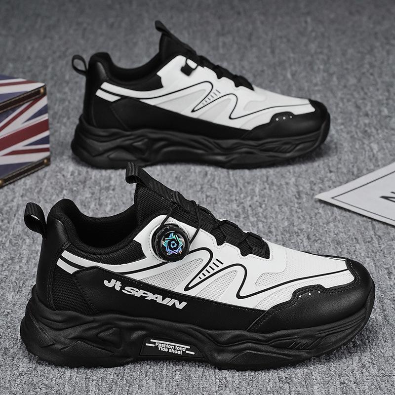 Fashion Men's Rotating Buckle Sneakers Korean Breathable Mesh Sneakers Casual Sports Shoes Thick Sole Outdoor Running Shoes Men Sneakers