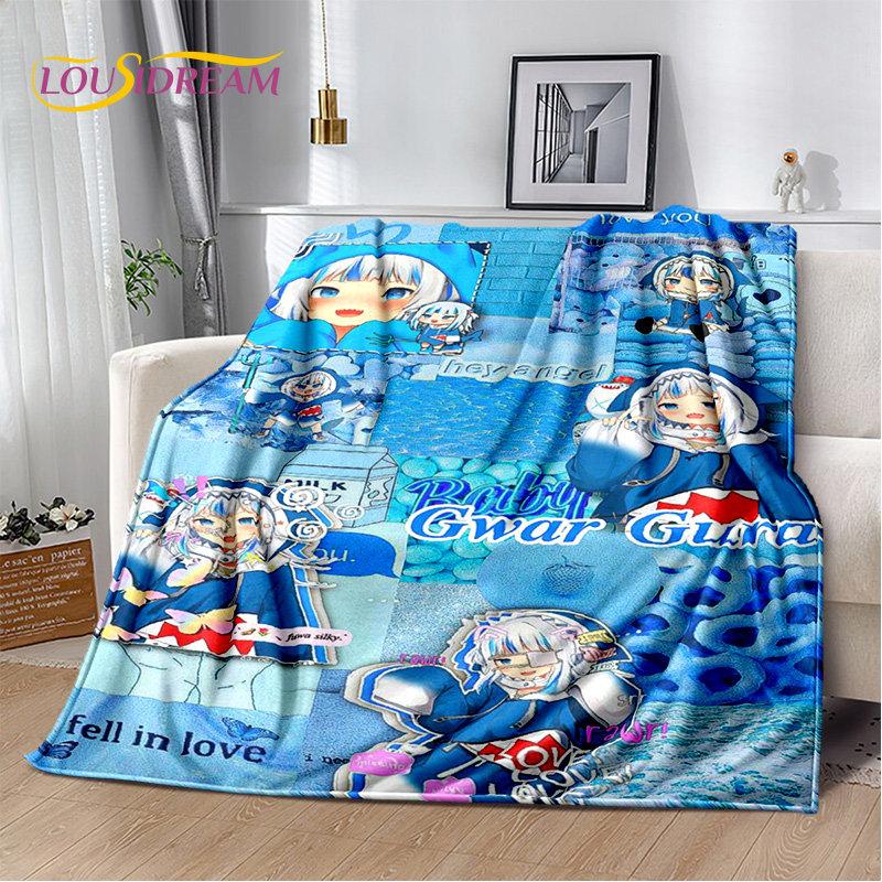 Gawr Gura Hololive Cute Anime Soft Plush Blanket,Flannel Blanket Throw Blanket for Living Room Bedroom Bed Sofa Picnic Cover Kid