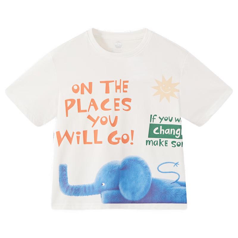 MQD Boys 7A Antibacterial Cartoon Short-Sleeve T-Shirt 140cm грязно-белый