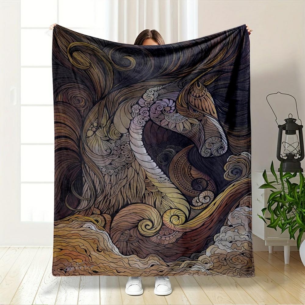 Artistic Abstract Horse Design Blanket Flannel blanket for bedroom, living room, sofa, and nap sofas.