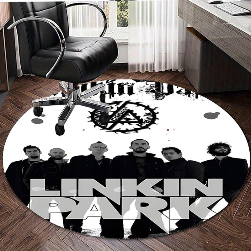 1pc Linkin Park3 Print Round Carpet Chair Round Carpet Suitable for Bedroom Living Room Home Decorative Carpet