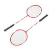 2Pcs Badminton Racquet Ferroalloy Integrated Primary Badminton Racket with Nylon Handle Red