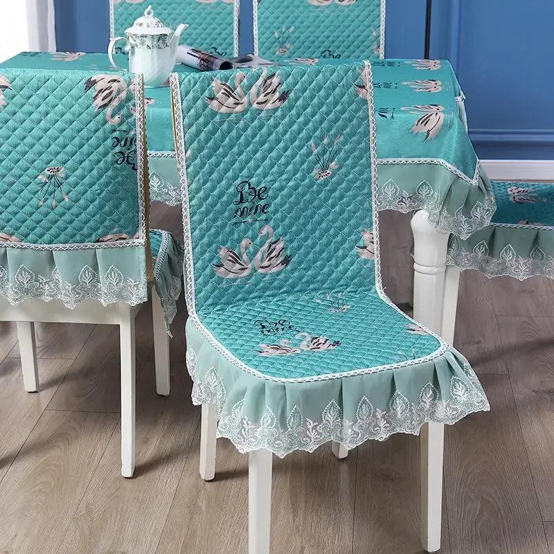 

Кружевная спинка стула, стол и чехол на стул, домашняя прямоугольная скатерть, художественная скатерть, обеденный стул, встроенная подушка Chair 1 cover 1 back