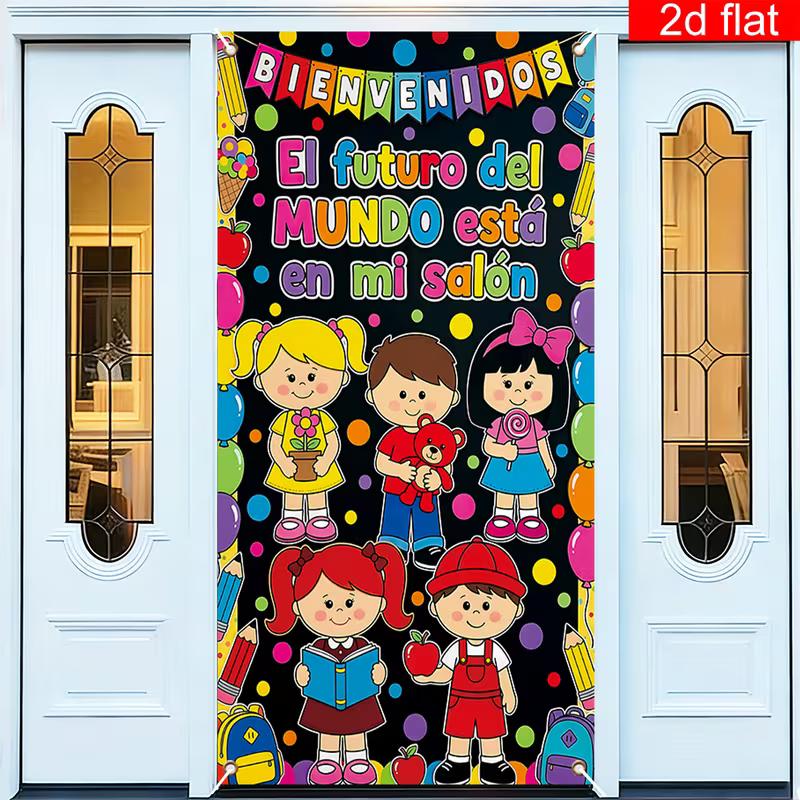 

2D Spanish Back to School Classroom Door Decoration Banner 47.2x31.5inch/120*80cm