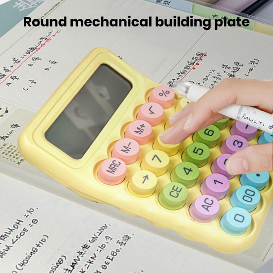 Masaüstü Hesap Makinesi Retro Yuvarlak Anahtar Mekanik Hesap Makinesi 12 Haneli Büyük LCD Ekran El Hesap Makinesi Okul Ofis için