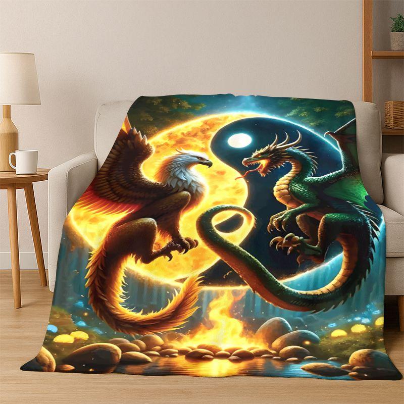Yin Yang Symbol Chinesisches Tai Chi Flanelldecke Weiche Warme Überwurfdecke für Schlafzimmer Wohnzimmer Bett Reisen Camping Picknick Geschenk