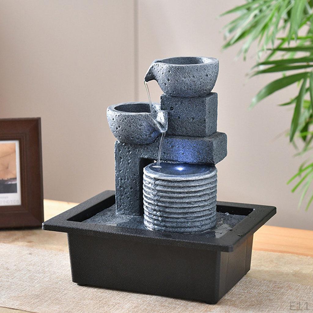 Decorative Tabletop Water Fountain Flowing Feng Shui Outdoor Waterfall Relaxing Table