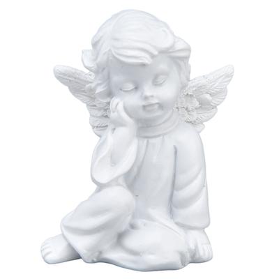 Cherub Statue Synthetic Resin Material Lovely Style White Baby Figurines for Party