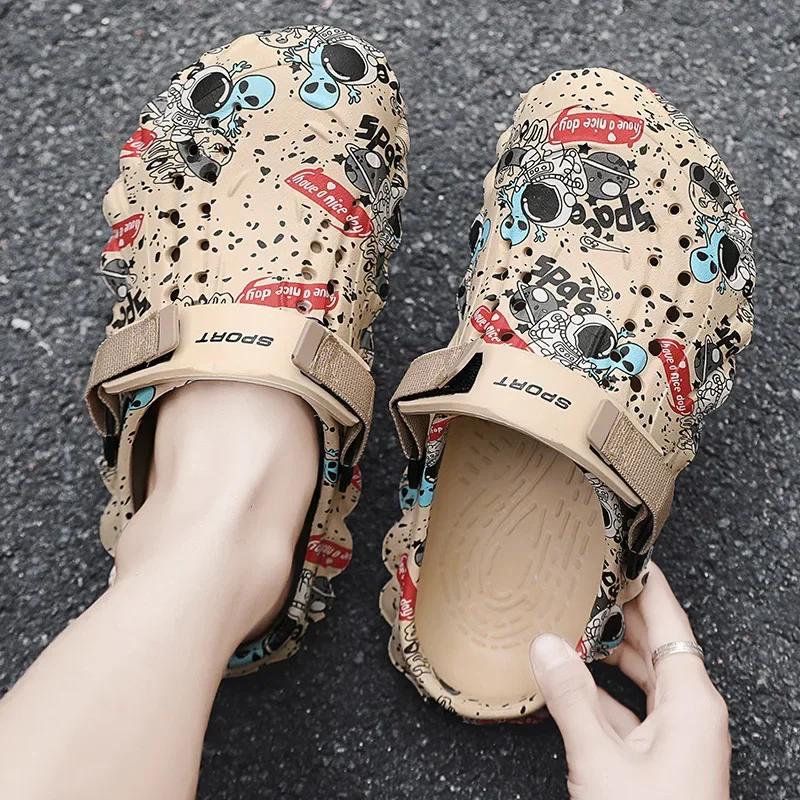 Nové pánské pantofle Letní obuv Graffiti Protiskluzové Odolné sandály Pohodlné Vysoce kvalitní Plážové Venkovní pantofle pro muže