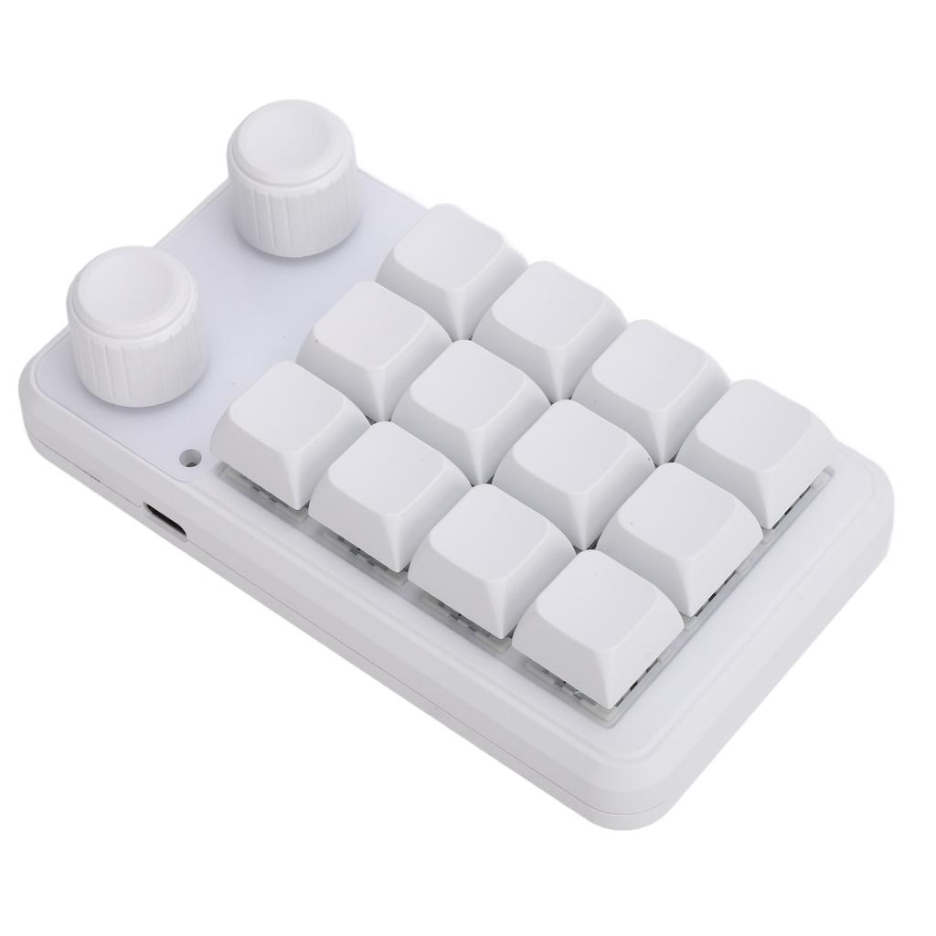 12 Tasten Kleine Tastatur mit Dual-Drehknöpfen und RGB-Licht Typ C Kabelgebunden Blauer Schalter Programmierbares Makro