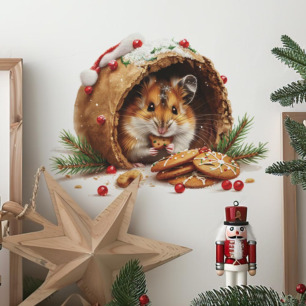 Christmas Squirrels Steal Cookies Bedroom Living Room Study Background Landscaping Wall Stickers