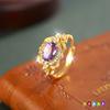 Natural Amethyst Citrine Ring Women's S925 Silver Inlaid Fashion Personality Live Design Colorful Treasure