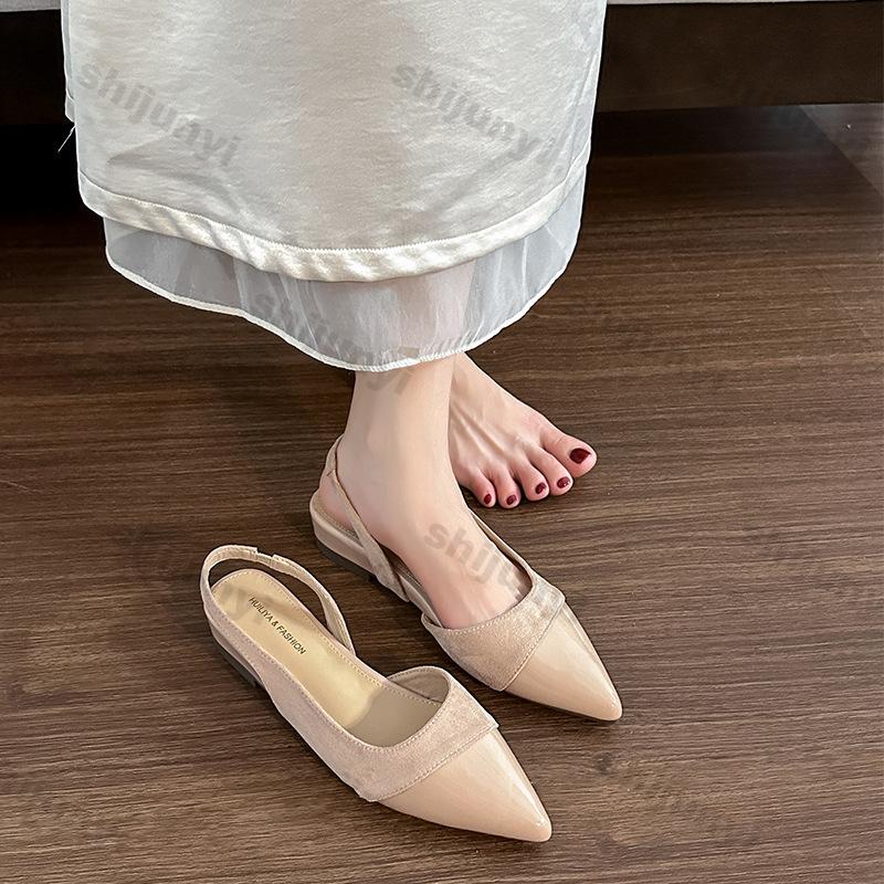 Women's Sandals 2025 Summer New Breathable Non Slip Casual Shoes Lightweight Comfortable Slip On Point Toe Leather Shoes