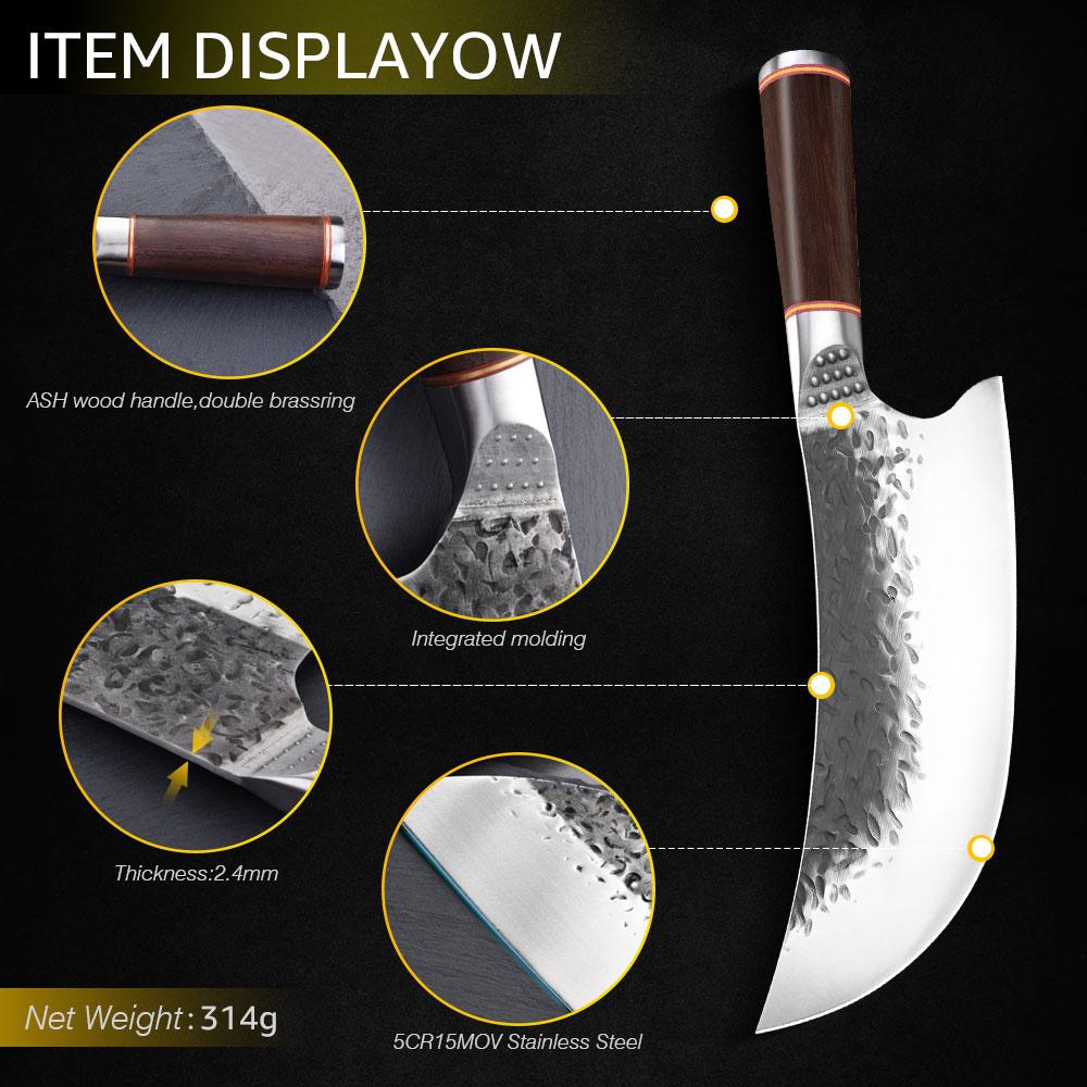 Chef Butcher Knife High Carbon Steel Handmade Forged Kitchen Knives Chinese Chop Cleaver Knife Cooking Tool With Wood Handle