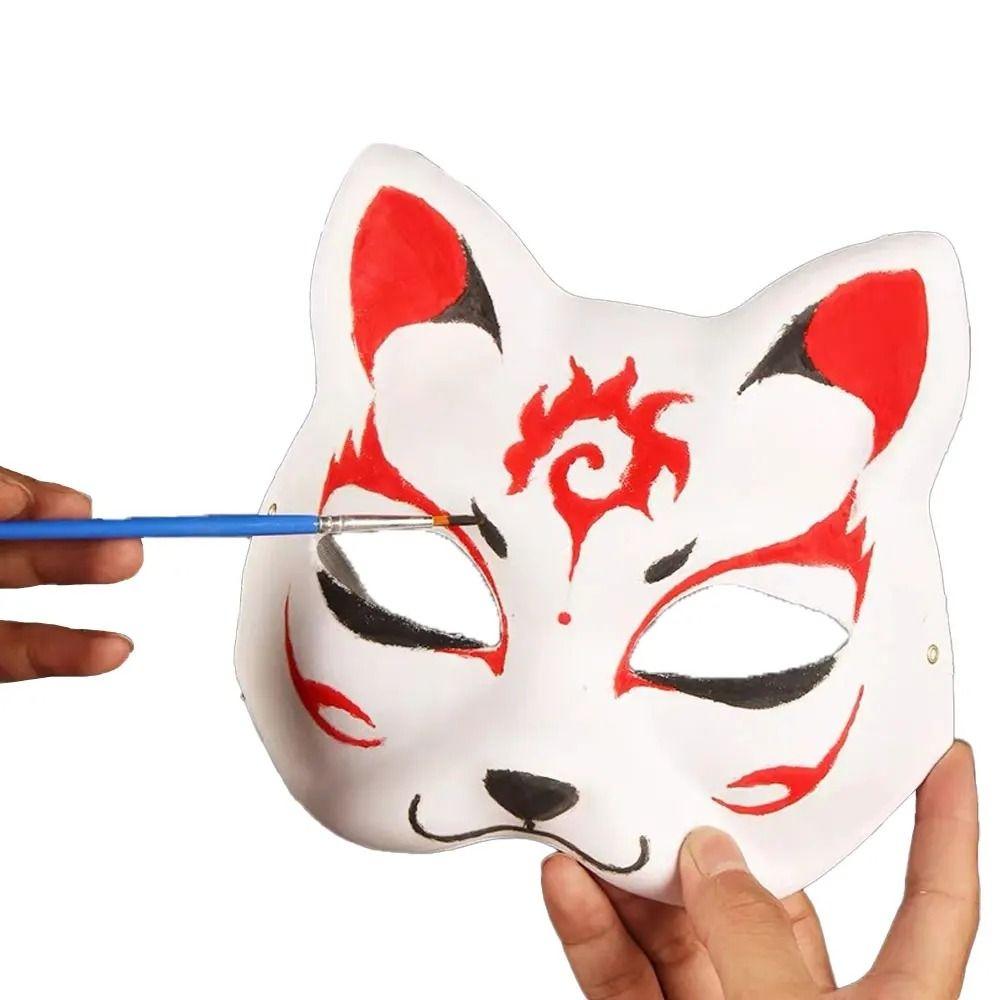 White Masquerade Mask Handmade Half Face Mask Japanese Cosplay Blank Mask  Festival