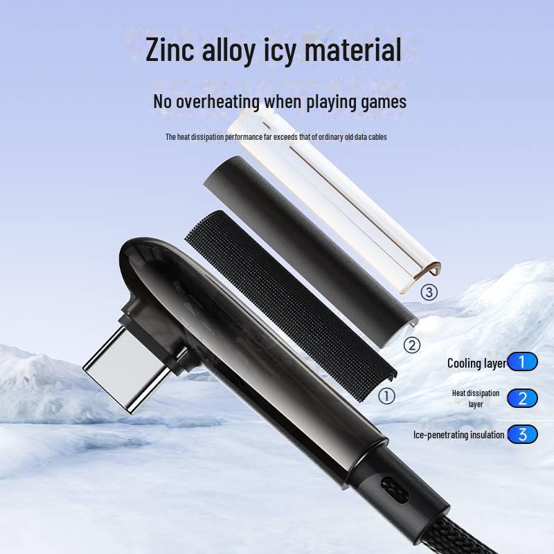 PISEN L-Head 60W Fast Charging Elbow Cable for Apple, Huawei, and Mobile Gaming Devices