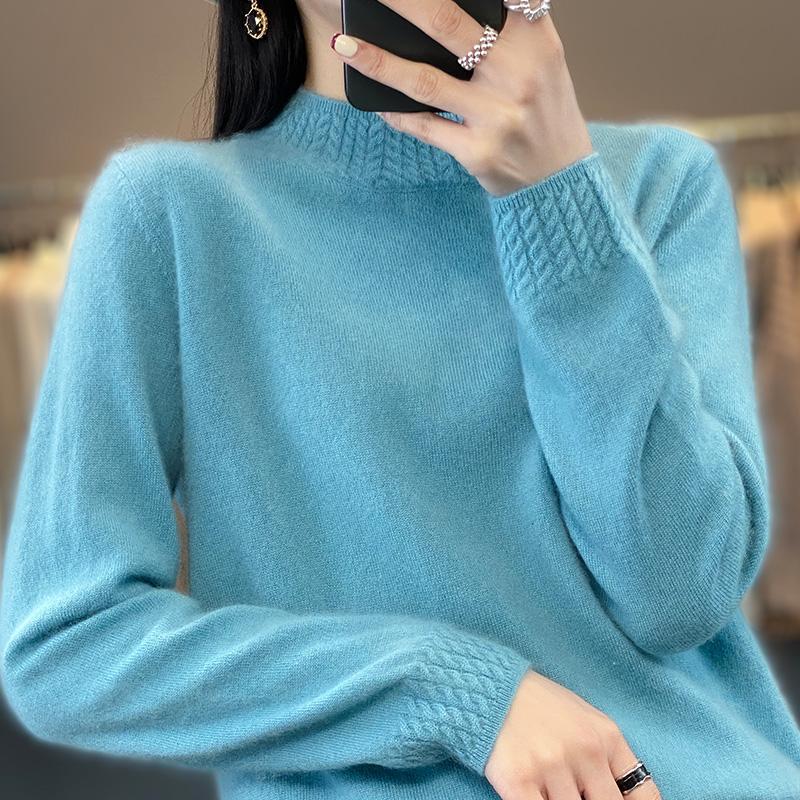 Suéter de cachemira para mujer Qinghe cachemira 30% cachemira 70% lana jersey de otoño e invierno cálido y a la moda