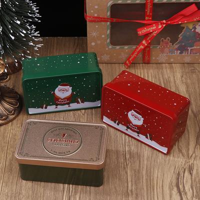 Rechthoekige Kerst Blikken Doos Lege Koekjes Snoepdoos Kerstman Geschenkdozen Sieraden Opbergblik Feestdagen Bruiloft Decoratie