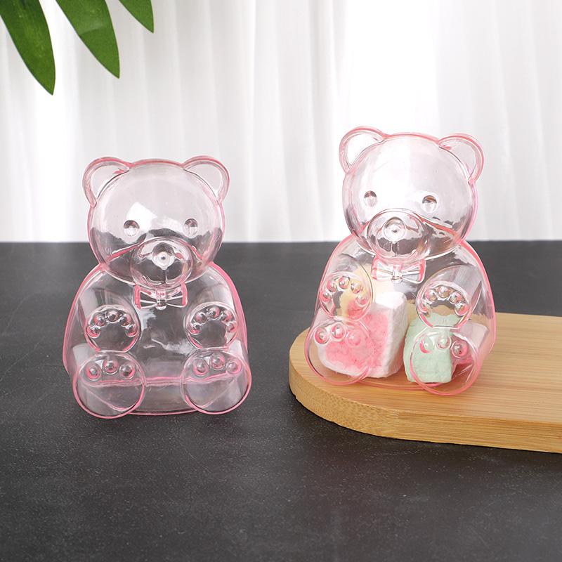 10pcs Bear Shaped Gift Box Clear Plastic Bear Candy Snack Container for Wedding Birthday Party Decor Supplies Baby Shower Favors