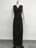 2026 Elegant V-neck Side Slit Pleated Evening Gown with Waist Detail