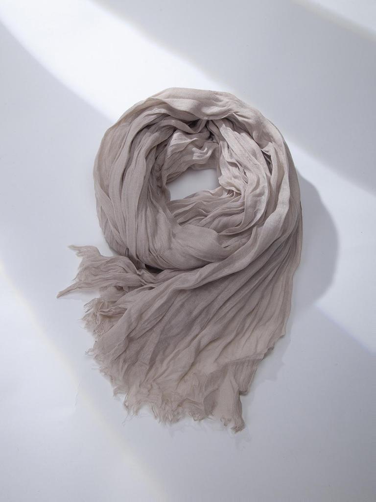 Vintage Plissierter Baumwoll-Leinen-Schal & Seiden-Krawatte Schal für Damen - Frühling/Herbst