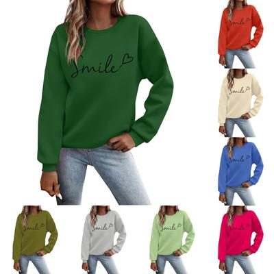 Women's And Winter Round Neck Long Sleeve Top Small Printed Casual Sweater