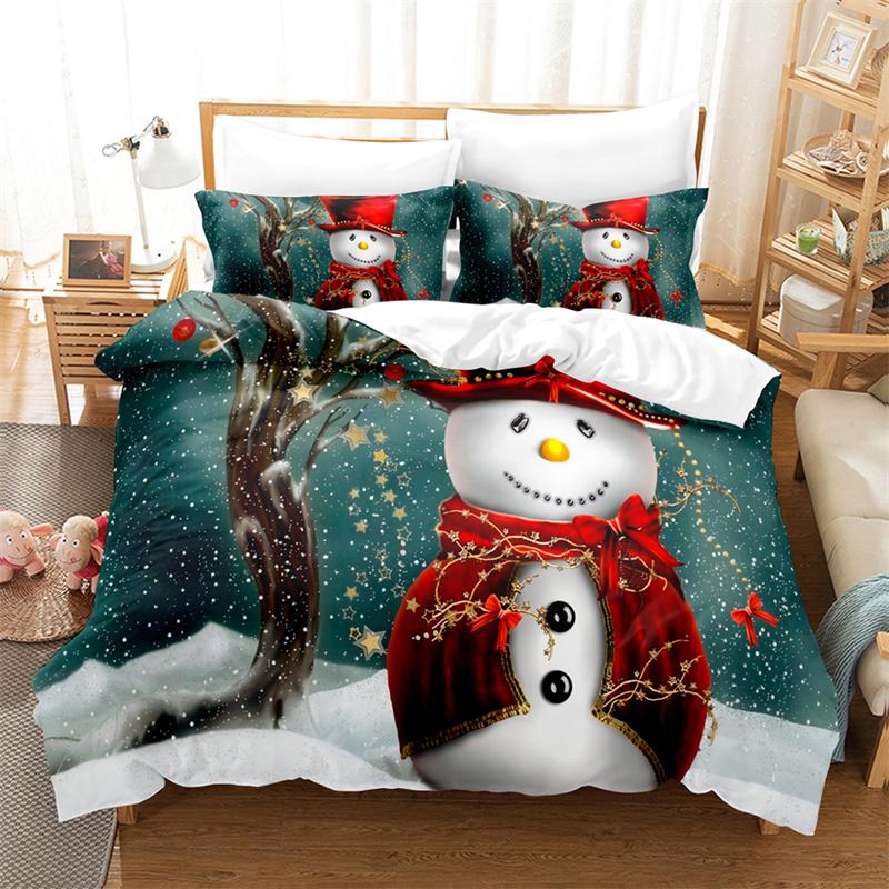 Christmas Snowman Bedding Set Duvet Cover New Year Gift Quilt Cover Boys Girls Bed Set Christmas Decorative House Bedding Set
