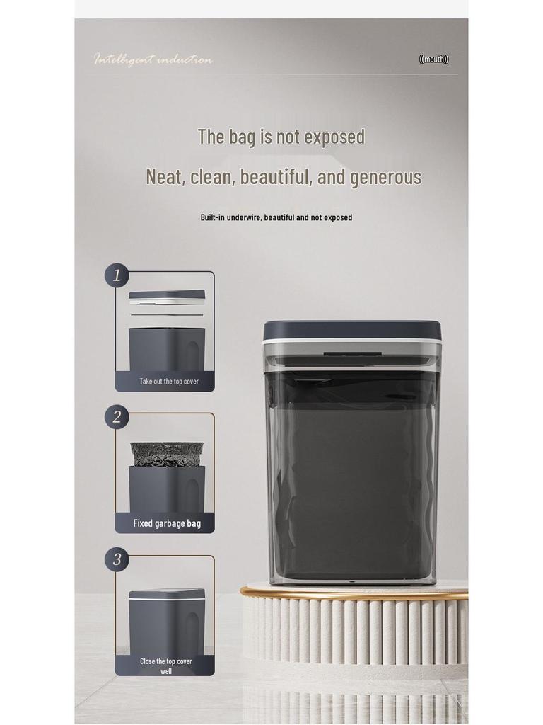 Automatic Smart Induction Trash Can for Home – Large Capacity for Living Room, Kitchen, Bathroom
