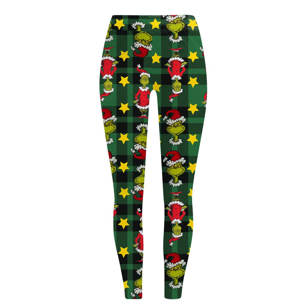 Women's Casual Fashion Outdoor Christmas Printed Slim Elastic Yoga Pants Cropped Pants
