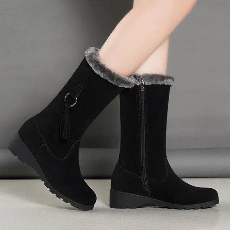 

Snow boots women s new winter velvet thickened medium tube cotton shoes non-slip versatile round head flat bottom Martin boots 35 чорний
