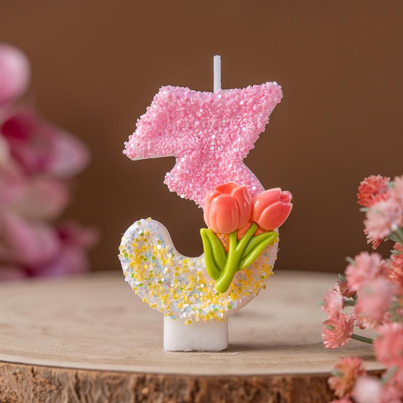 Creative Handmade 0-9 Birthday Flower Candle for Cakes and Desserts