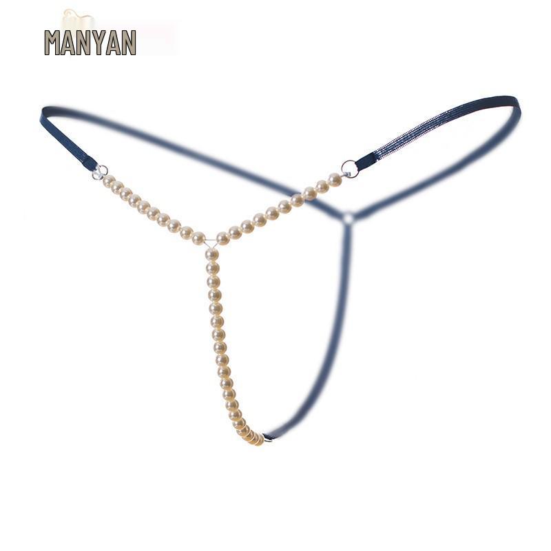 Elegant Sheer Pearl-Accent T-Back Thong Lingerie for Women
