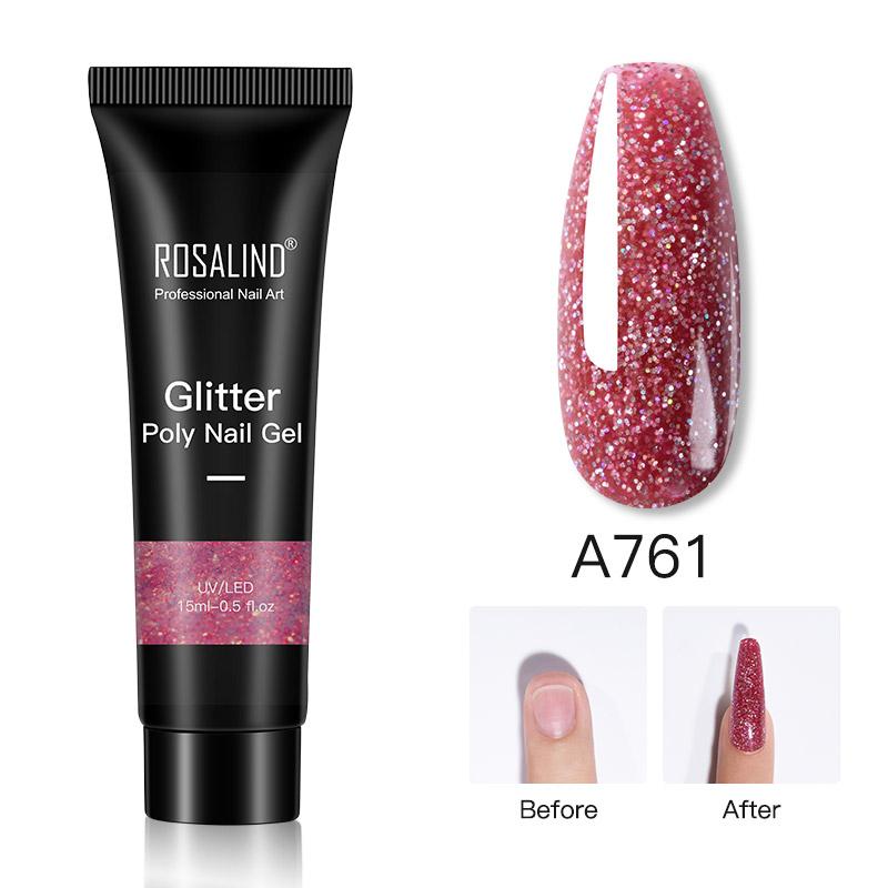 ROSALIND 15ml Glitter Nagelverlängerung UV Gel Nagellack Quick Builder Poly Nagelgel für Fingernagel Nail Art Design