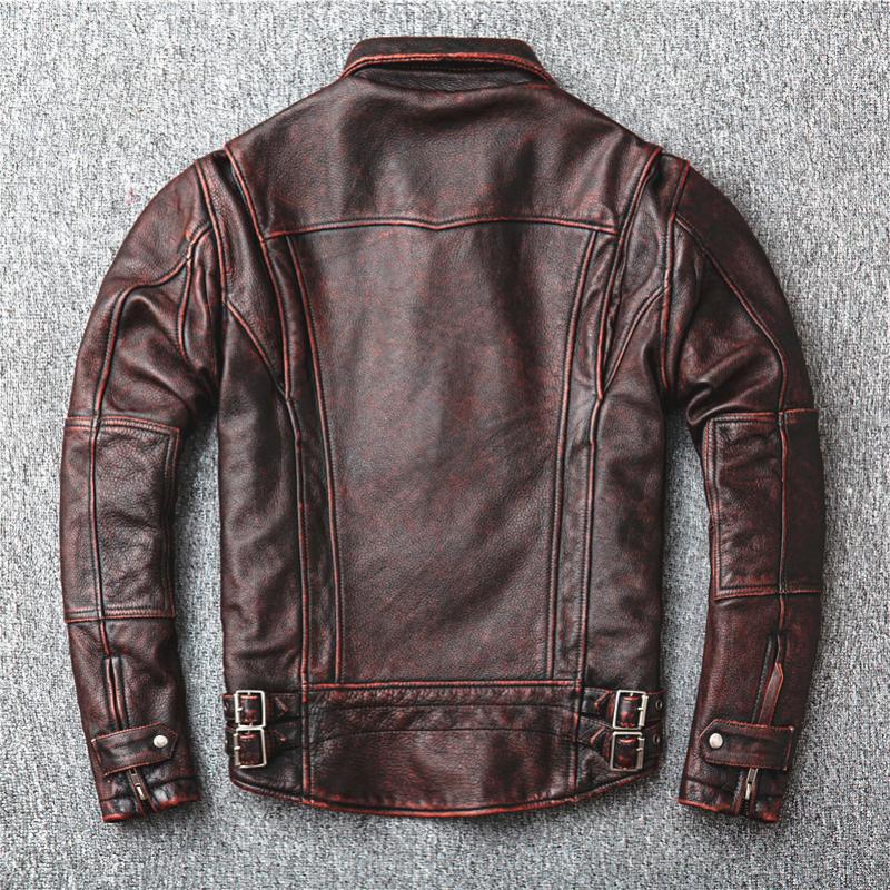 Spring and Autumn New May Khaki Brown Vintage To Do Old First Layer Cowhide Leather Leather Men's Motorcycle Tuxedo