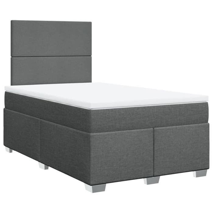 VidaXL Sommier à lattes de lit avec matelas Gris foncé 120x200cm Tissu, lit, lit à plate-forme, lit à panneaux, meuble de 3292749