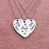 3 Pcs Mom Big Sister Littler Sister Heart Matching Necklace Set Stainless Steel Mother Daughter Necklaces Jewelry Gifts