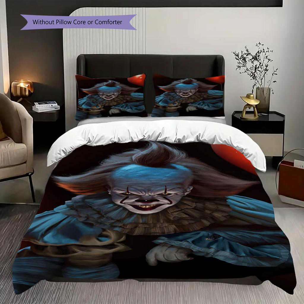 Clown Horror Set Unique Room Threepiece Set 1 Duvet Cover 2 Pillowcase Without Core Duvet Cover And Pillowcase Soft And Comfortable