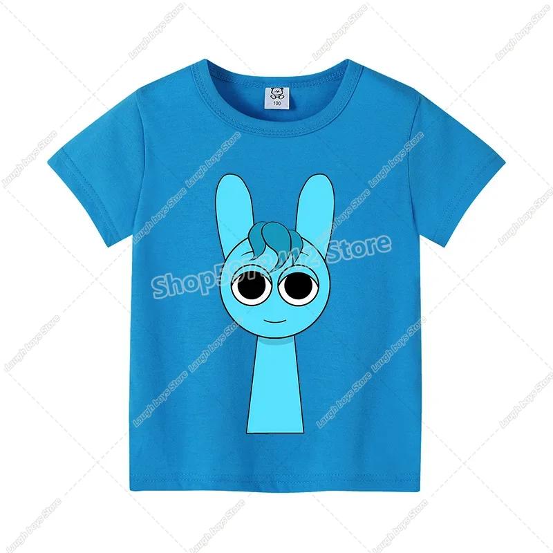 Sprunki T-shirt Boys Girls Tees Cartoon Children Clothes Fashion Casual Anime Printed Cotton Clothing Tops Summer Birthday Gifts