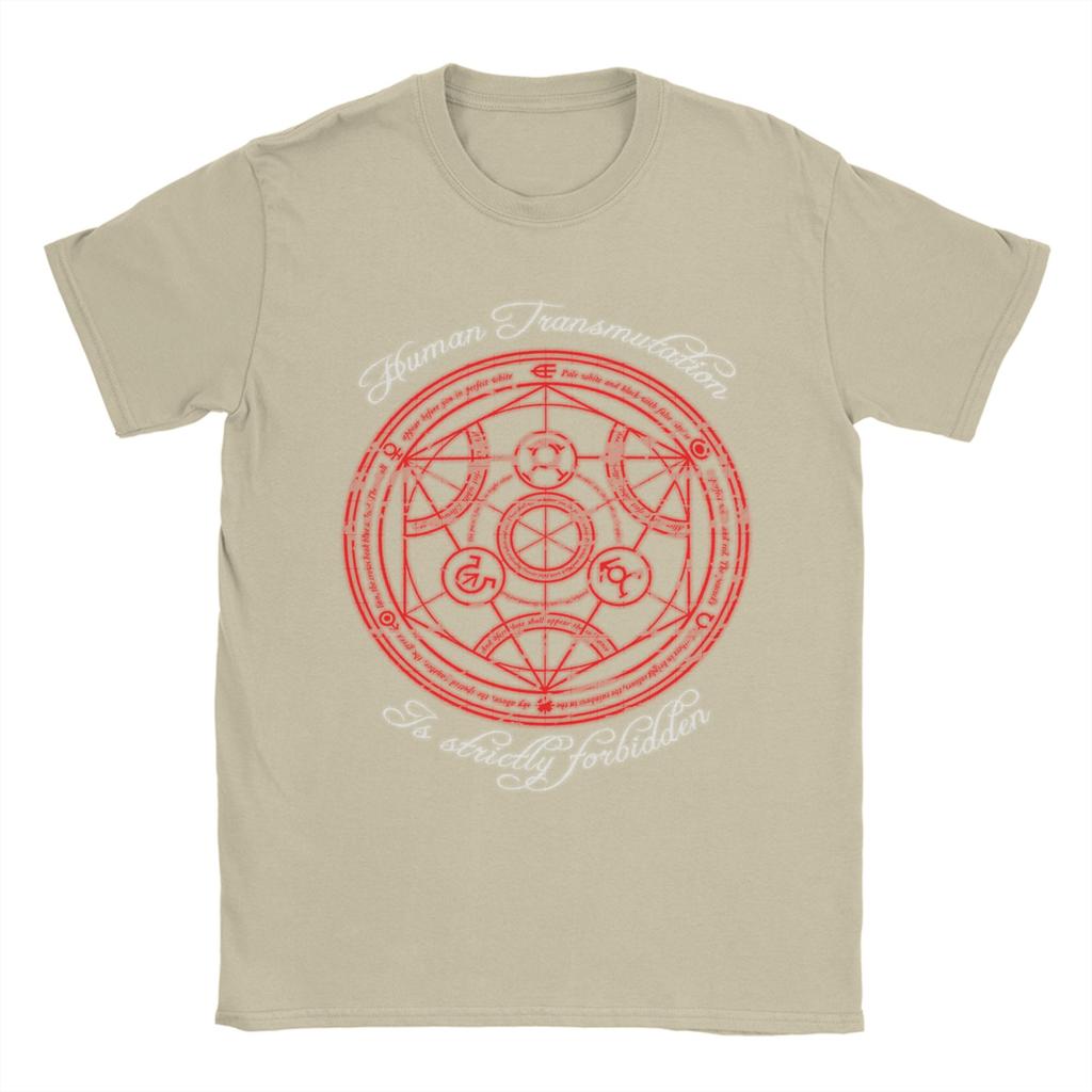 Fullmetal Fusioonn Circle T Shirts for Unisex Cotton Leisure TShirt Round Collar Fullmetal Alchemist Anime Tees Short Sleeve Tops