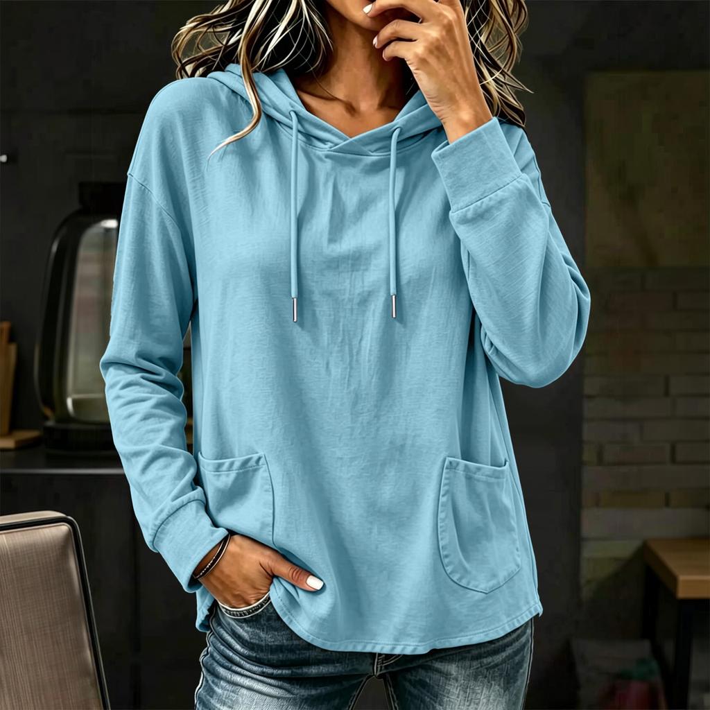 Women's Fashion Casual Hoodie Long Sleeve Loose Fit Color Pullover Sweatshirt for Everyday Wear