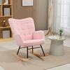Retro Design Rocking Chair Solid Wood Armchair Relaxation Chair 98 Cm X 71 Cm X 101 Cm Pink