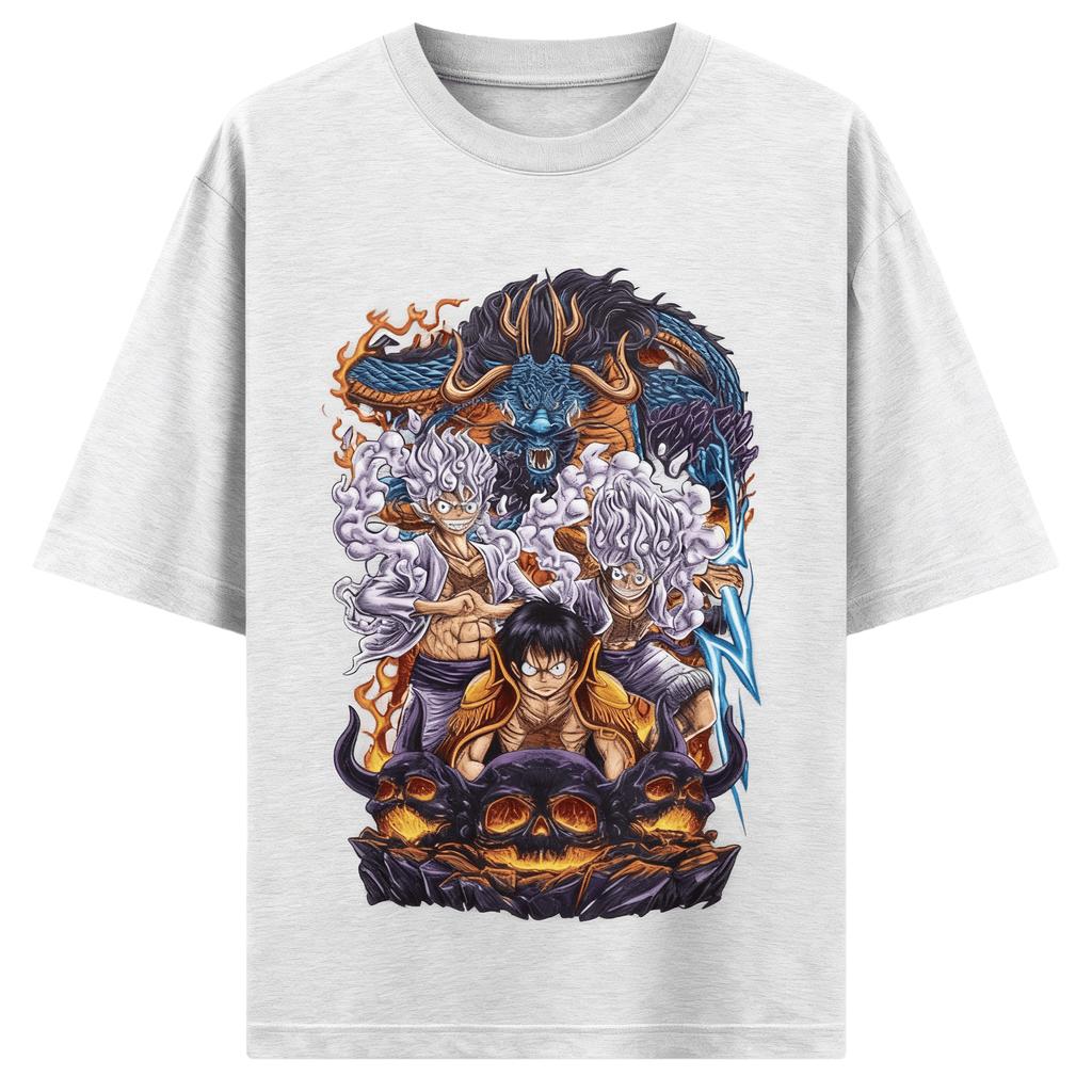 One Piece Anime LUFFY GEAR 5 Printing Oversized Cotton Tshirt Men and Women Harajuku Fashion Y2K Casual Summer Absorb Sweat Tee