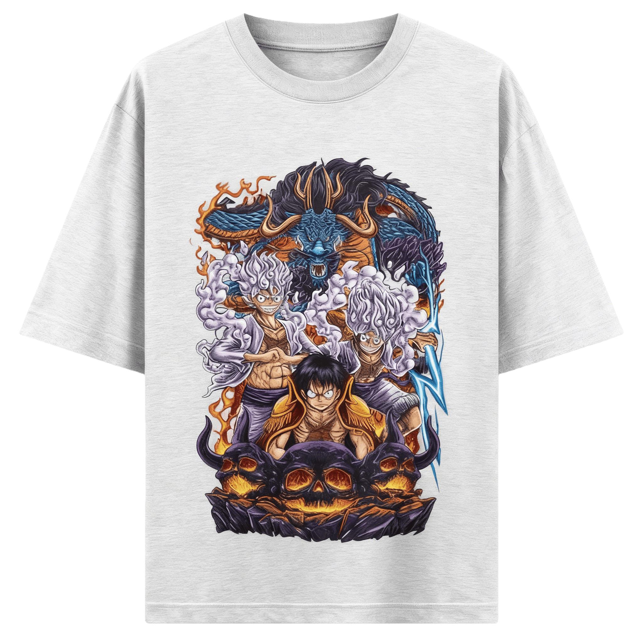 

Аниме One Piece ЛУФФИ ГИР 5 Печать Оверсайз Хлопковая Футболка Мужская и Женская Мода Харадзюку Y2K Повседневная Летняя Впитывающая Пот Футболка 4XL