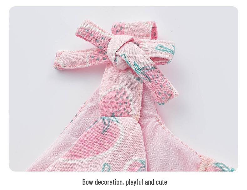 2025 Sommer Neugeborenes Erdbeer-Baumwoll-Strampelhöschen - Ärmellos, Spaghettiträger, Druckknopfverschluss im Schritt